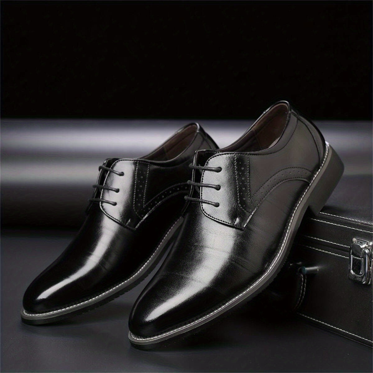 Men's Perforated Lace-Up Derby Shoes