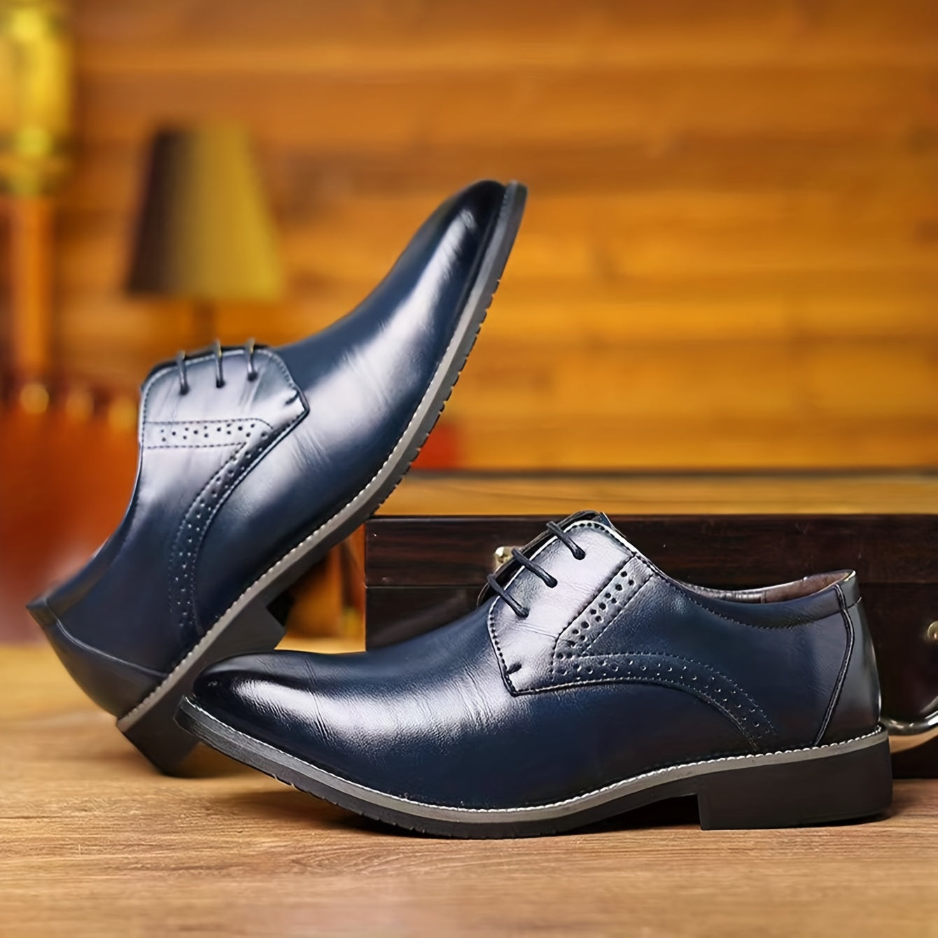 Men's Perforated Lace-Up Derby Shoes