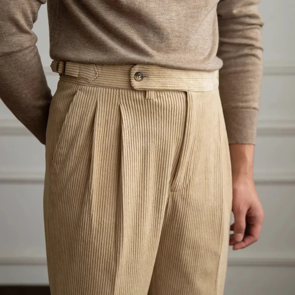 Men's Pleated Corduroy Pants