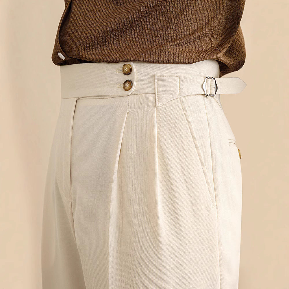 Men's Pleated Cuffed Trousers