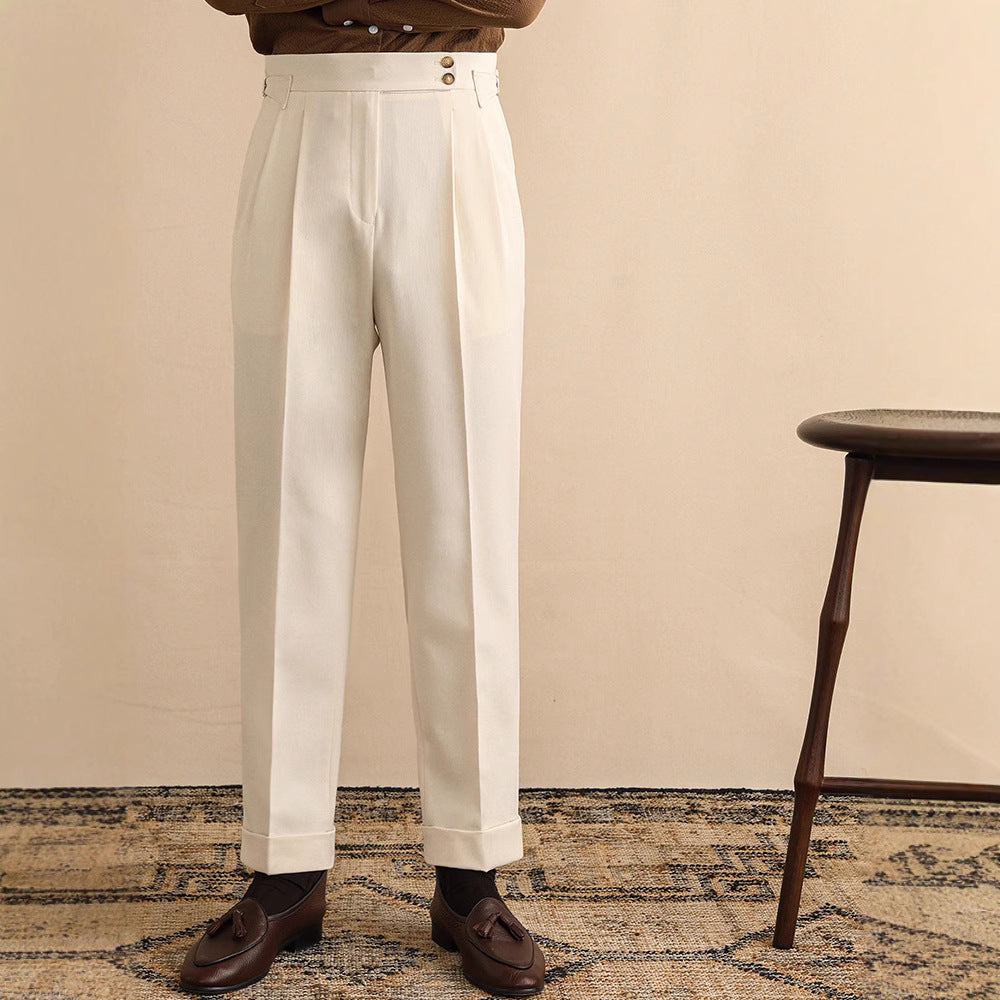 Men's Pleated Cuffed Trousers