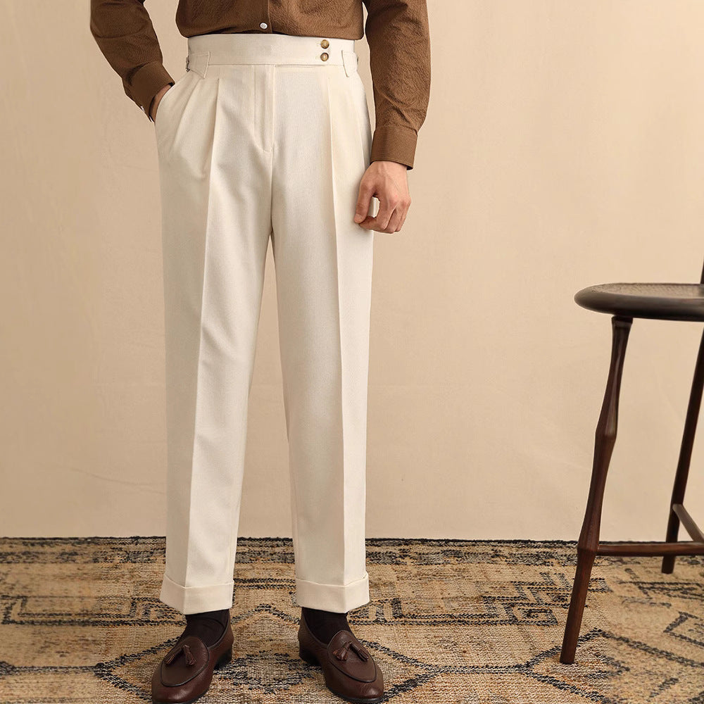 Men's Pleated Cuffed Trousers