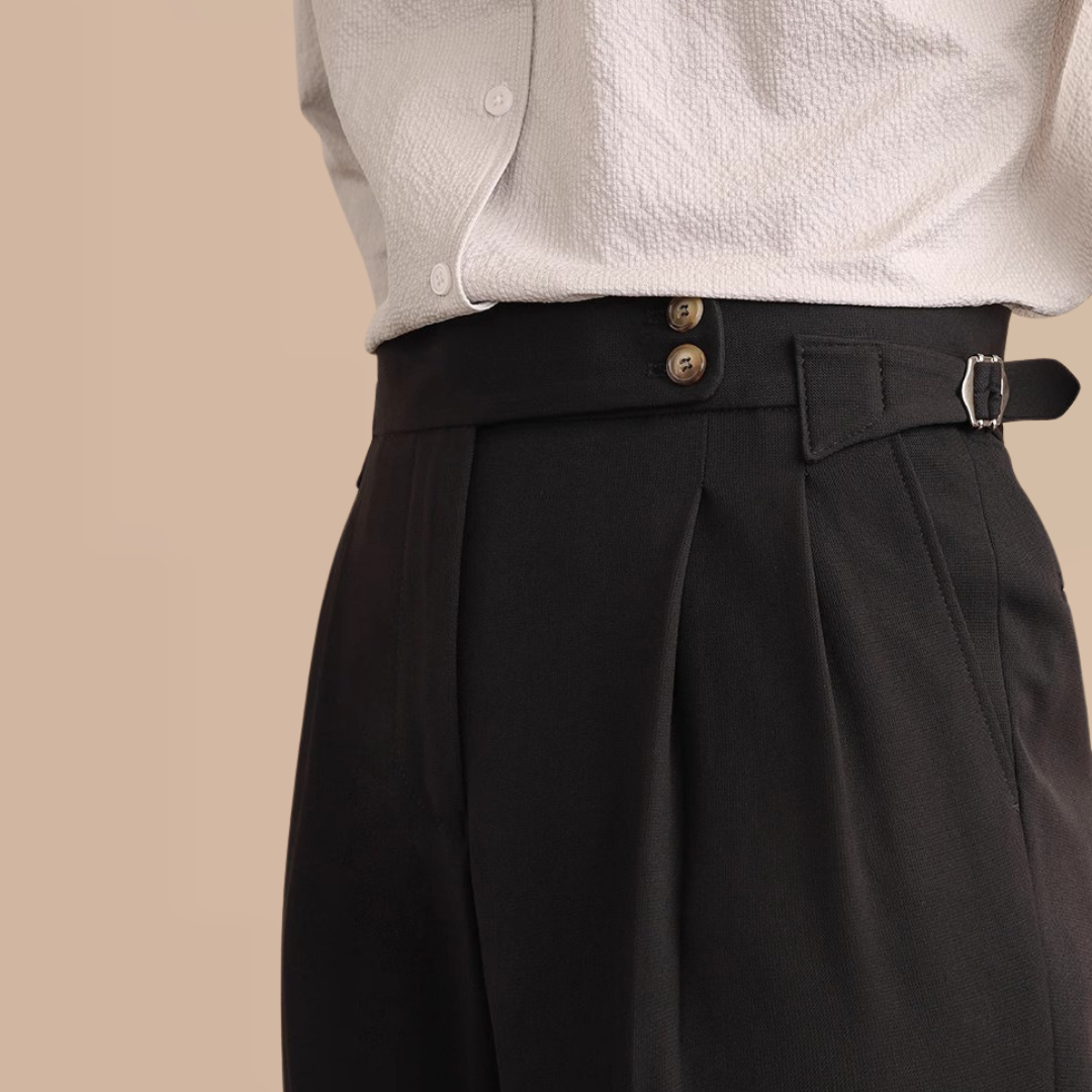 Men's Pleated Cuffed Trousers