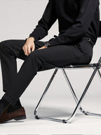 Men's Pleated High-Rise Straight Leg Pants