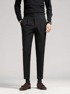 Men's Pleated High-Rise Straight Leg Pants