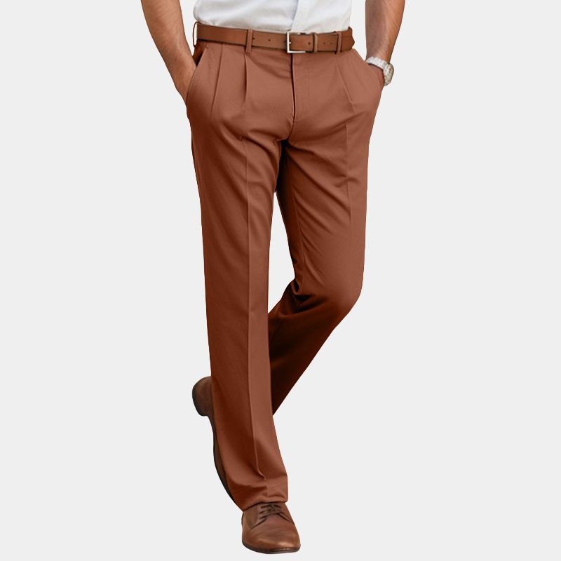Men's Pleated Straight Leg Dress Pants