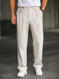 Men's Pleated Straight Leg Pants