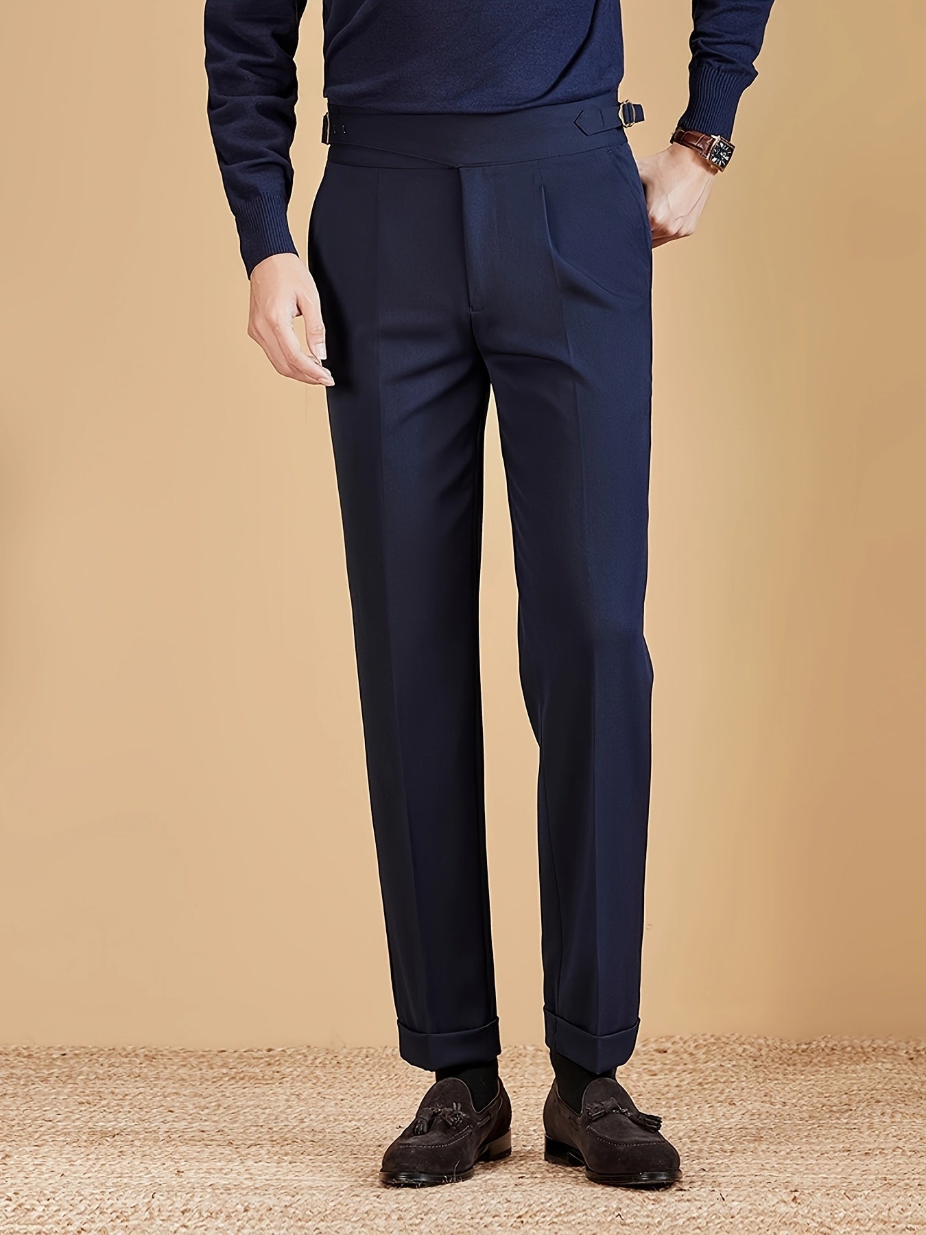 Men's Pleated Tapered Dress Pants