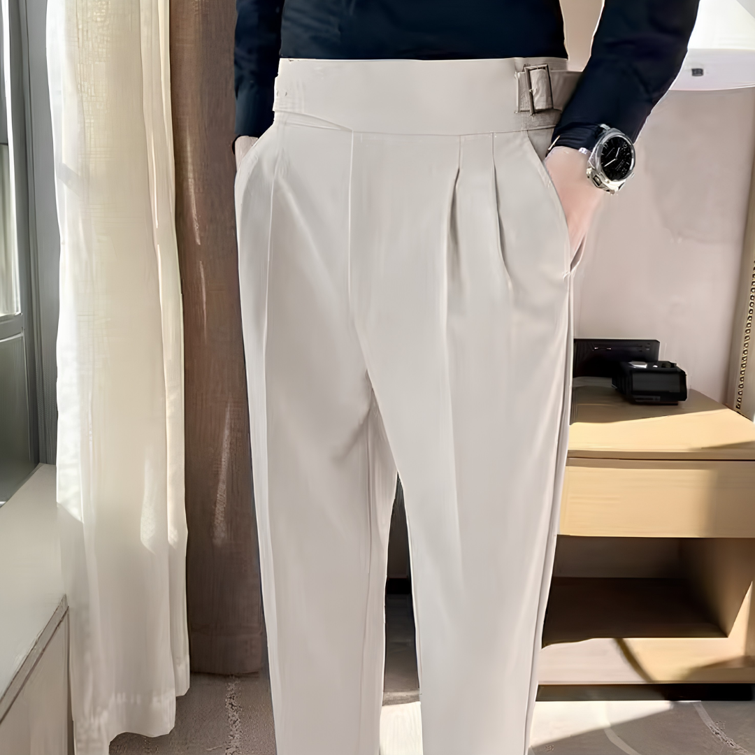 Men's Pleated Tapered Dress Trousers
