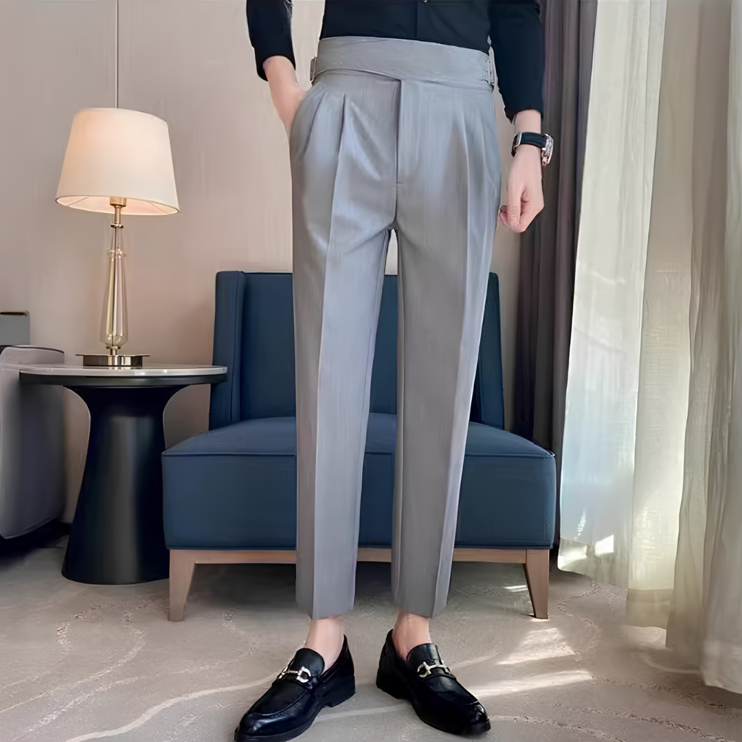 Men's Pleated Tapered Dress Trousers