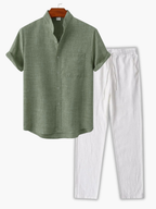 Men's Pocket Shirt and Drawstring Pants Set