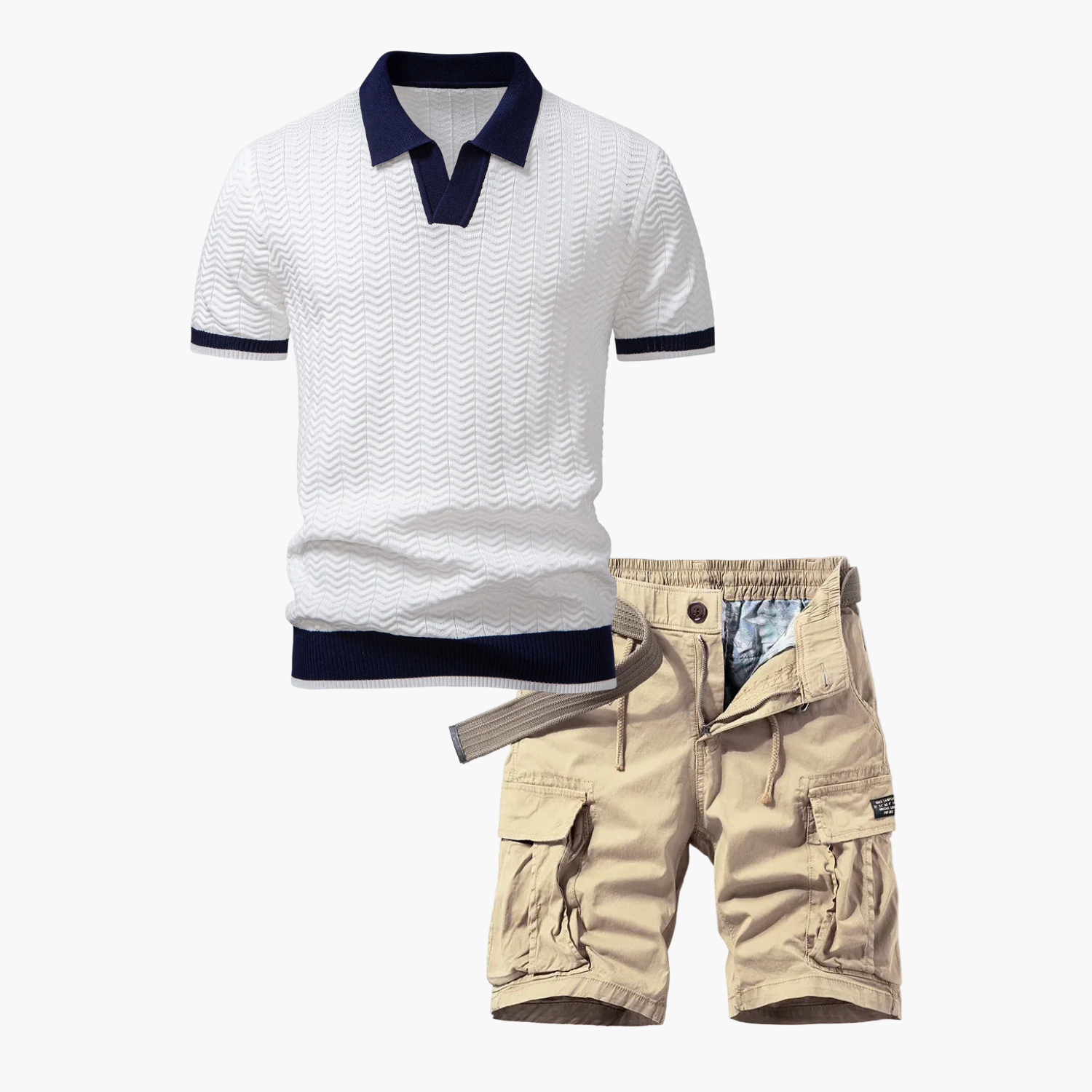 Men's Polo Shirt and Cargo Shorts Set