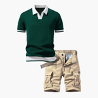 Men's Polo Shirt and Cargo Shorts Set