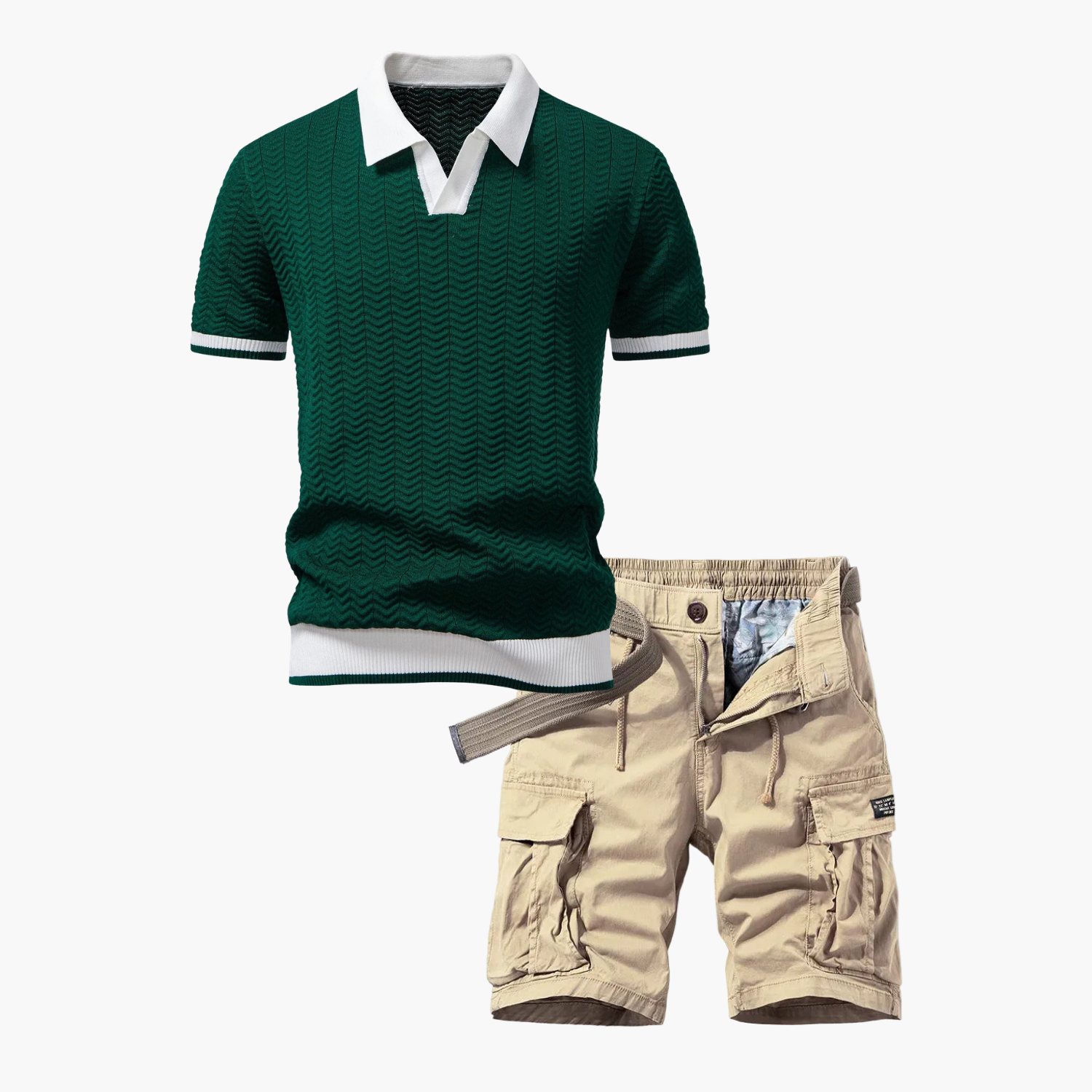 Men's Polo Shirt and Cargo Shorts Set