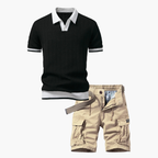 Men's Polo Shirt and Cargo Shorts Set