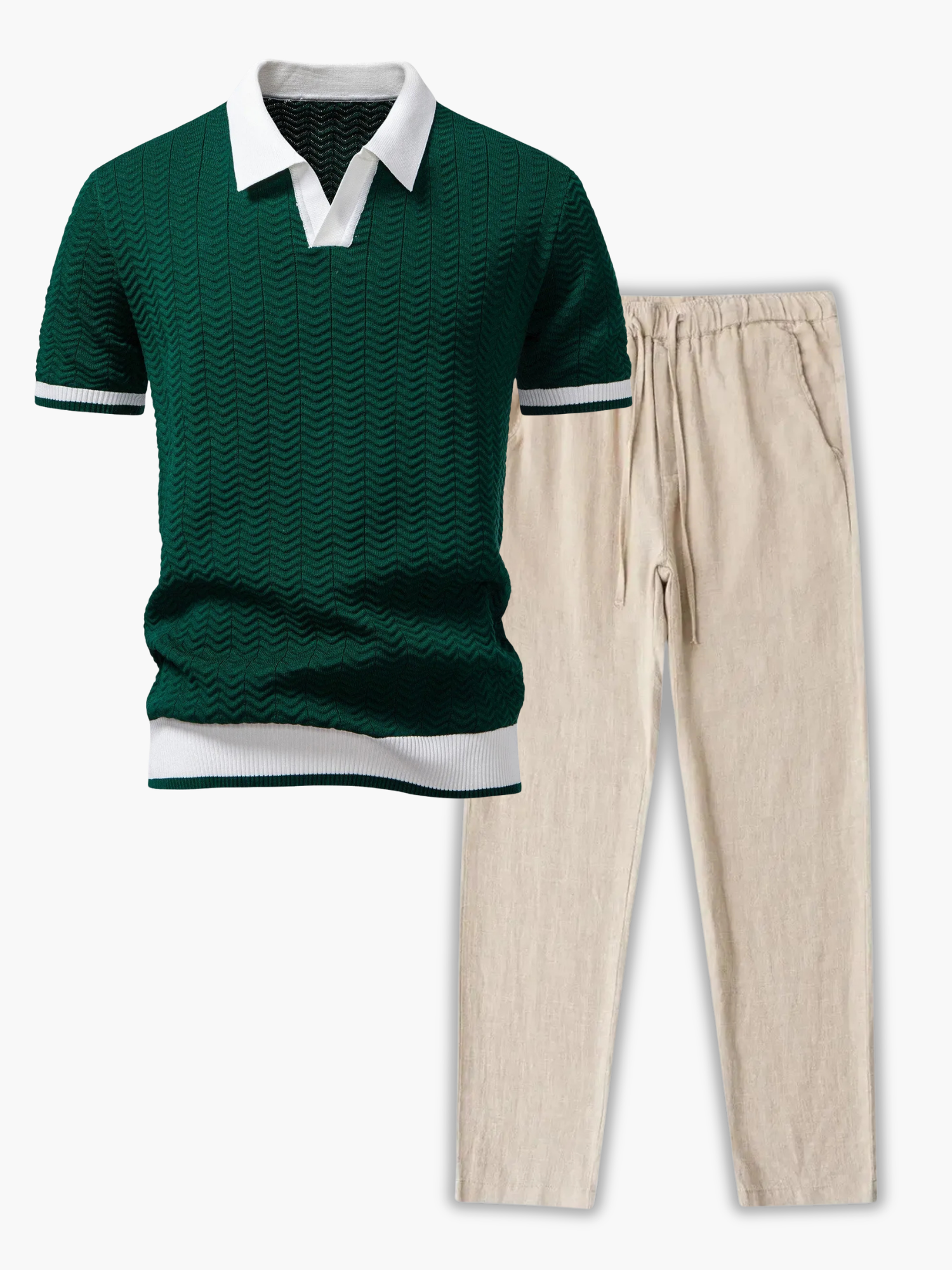 Men's Polo Shirt and Drawstring Pants Set