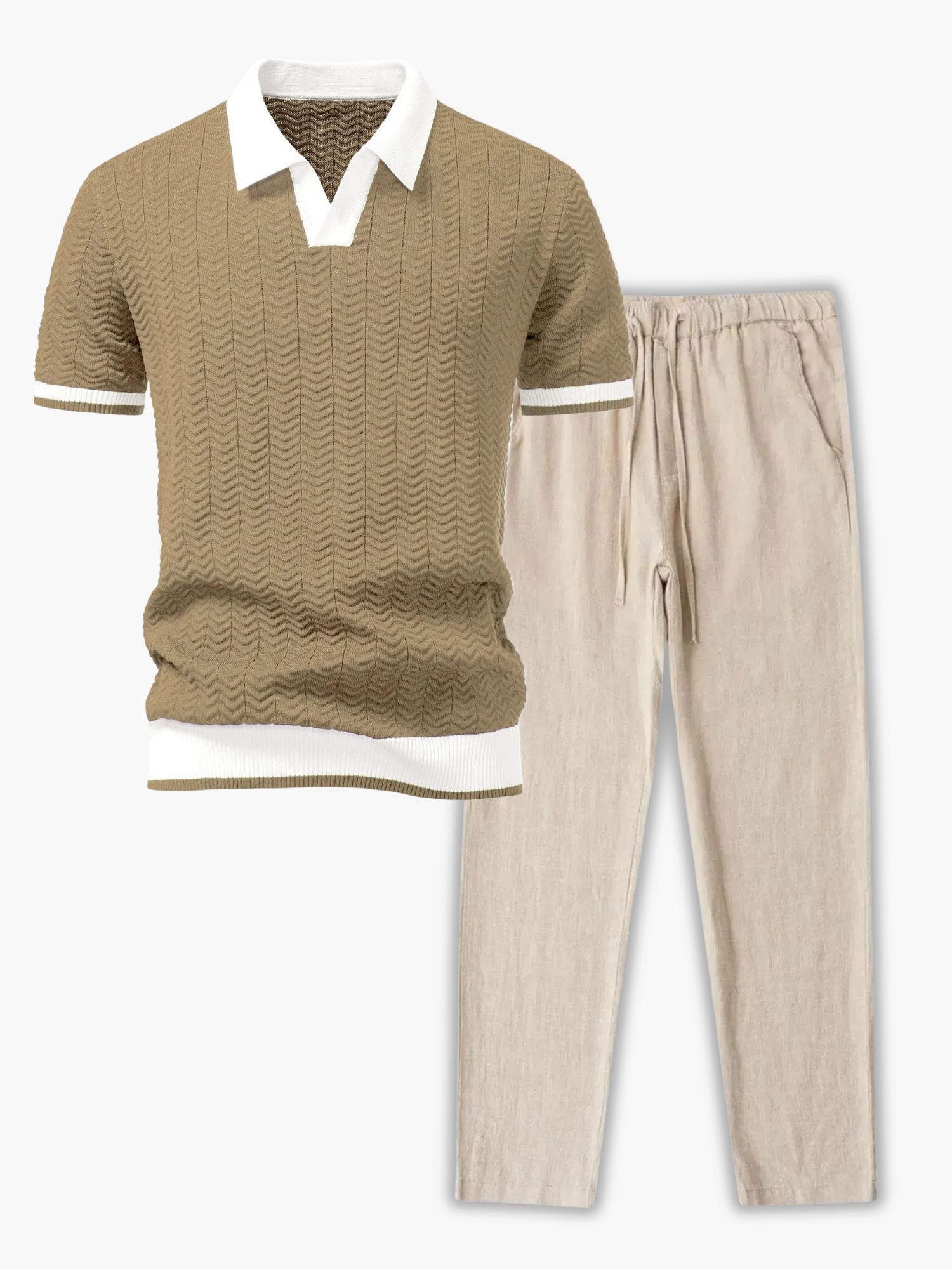 Men's Polo Shirt and Drawstring Pants Set