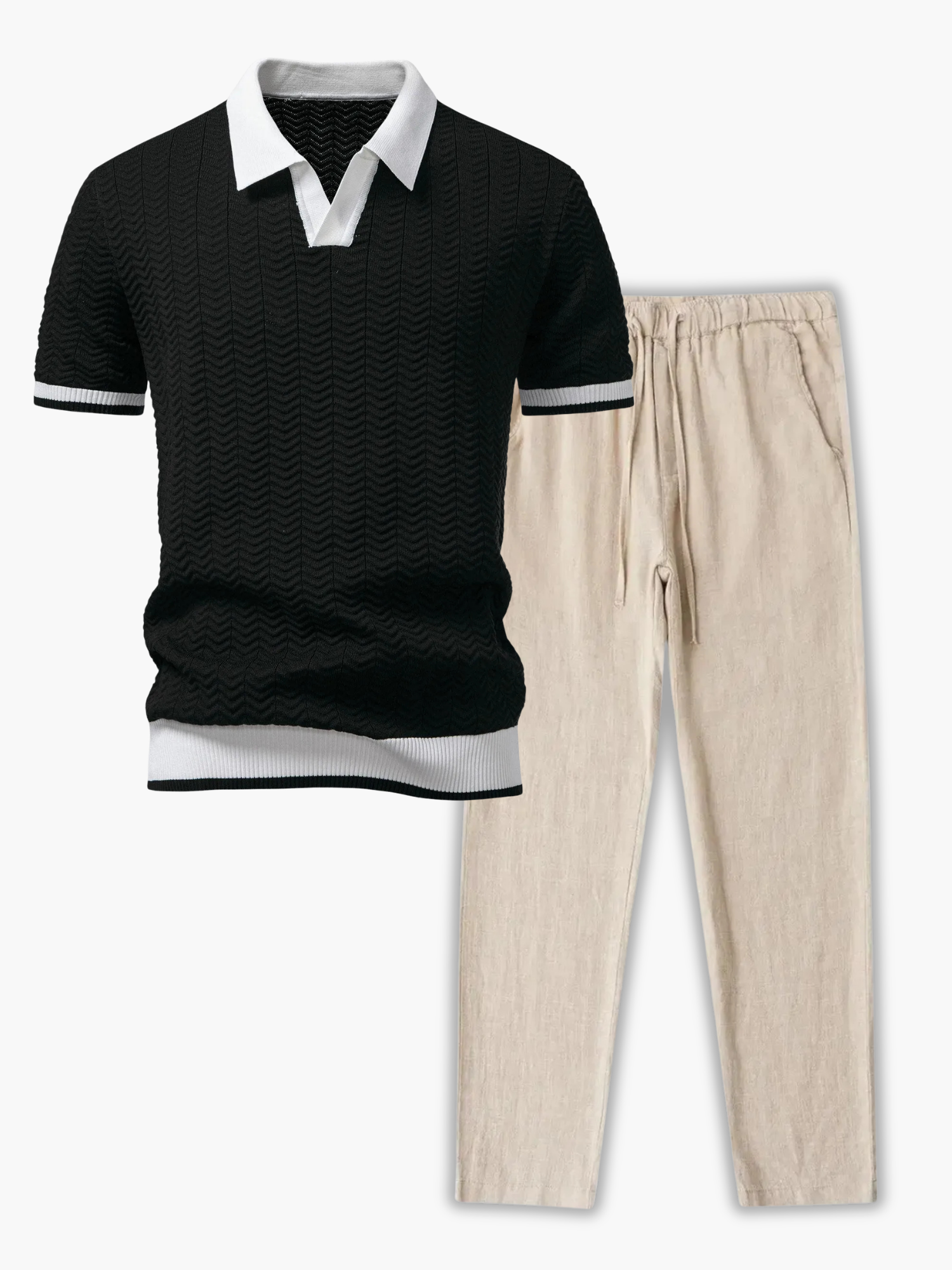 Men's Polo Shirt and Drawstring Pants Set