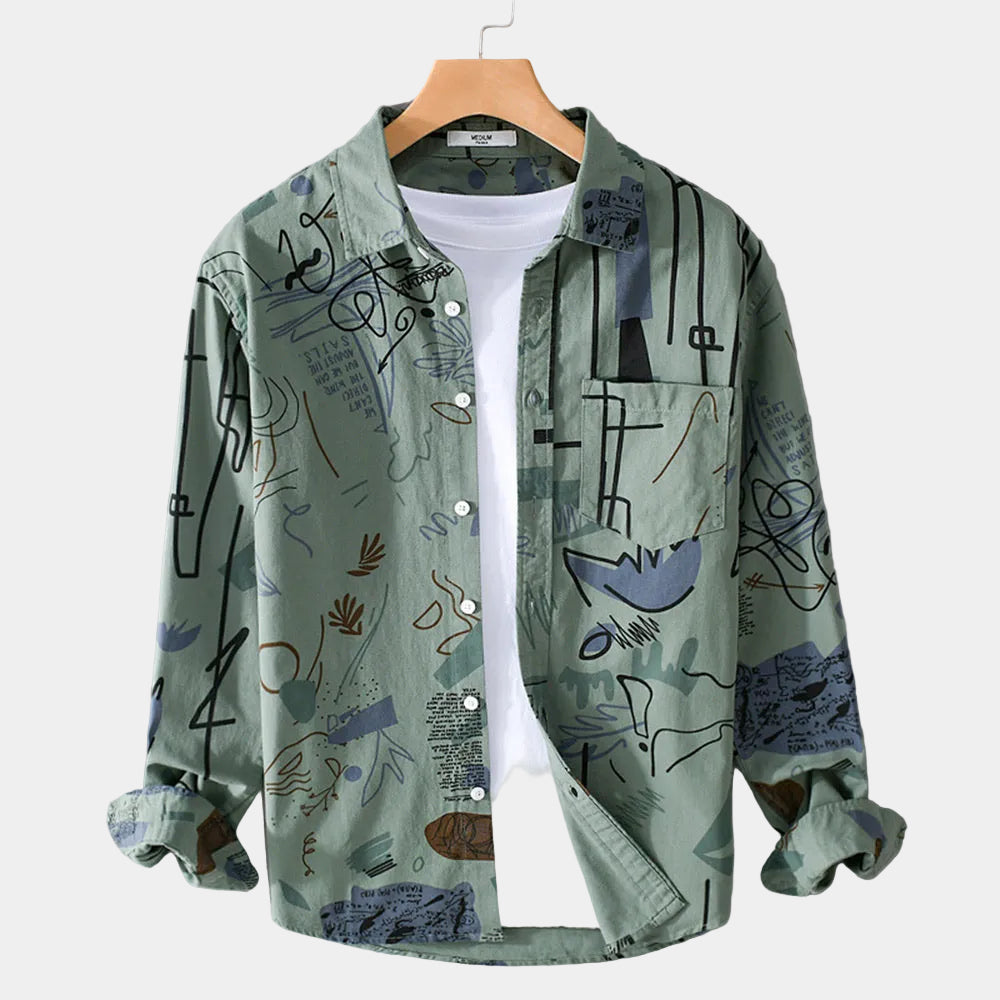 Men's Printed Button-Up Shirt