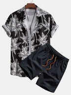 Men's Printed Button-Up Short Set