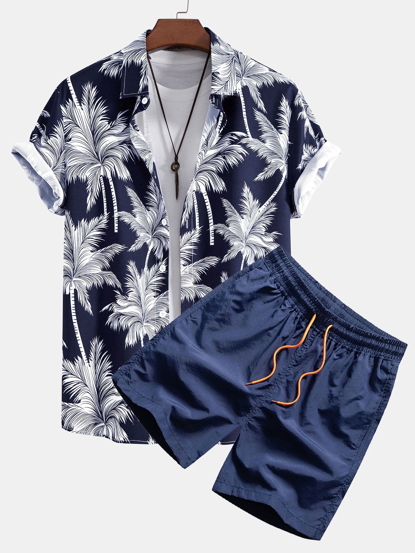 Men's Printed Button-Up Short Set