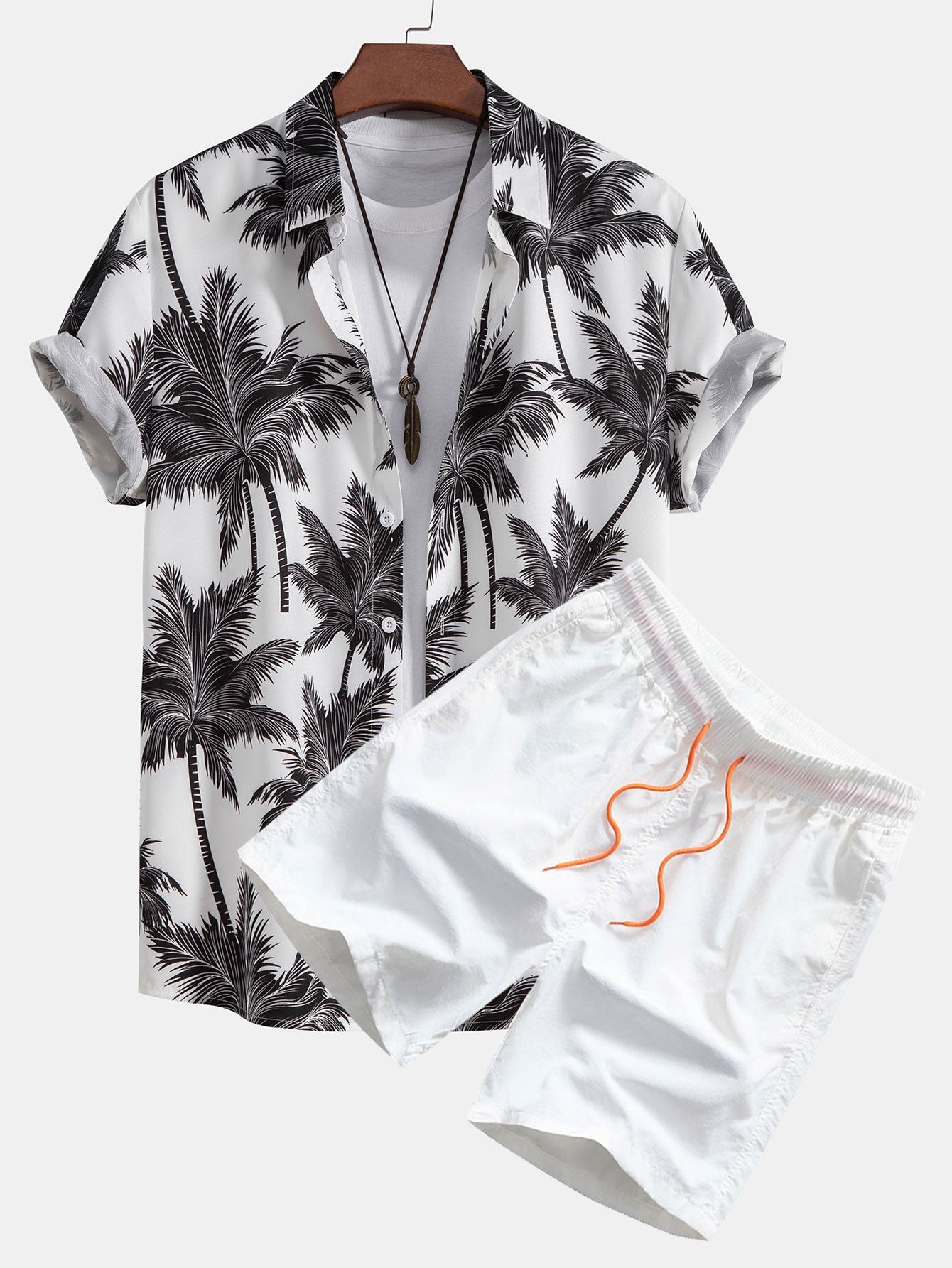 Men's Printed Button-Up Short Set
