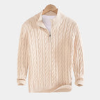 Men's Quarter-Zip Cable Pattern Sweater