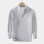 Men's Quarter-Zip Cable Pattern Sweater