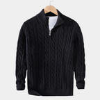 Men's Quarter-Zip Cable Pattern Sweater