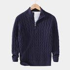 Men's Quarter-Zip Cable Pattern Sweater