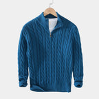 Men's Quarter-Zip Cable Pattern Sweater