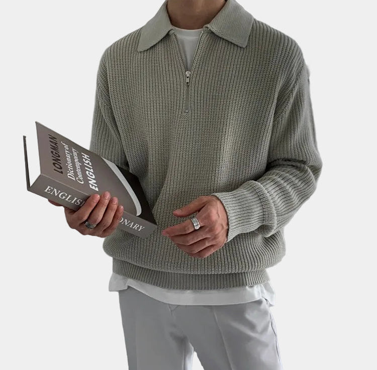 Men's Quarter-Zip Collared Sweater