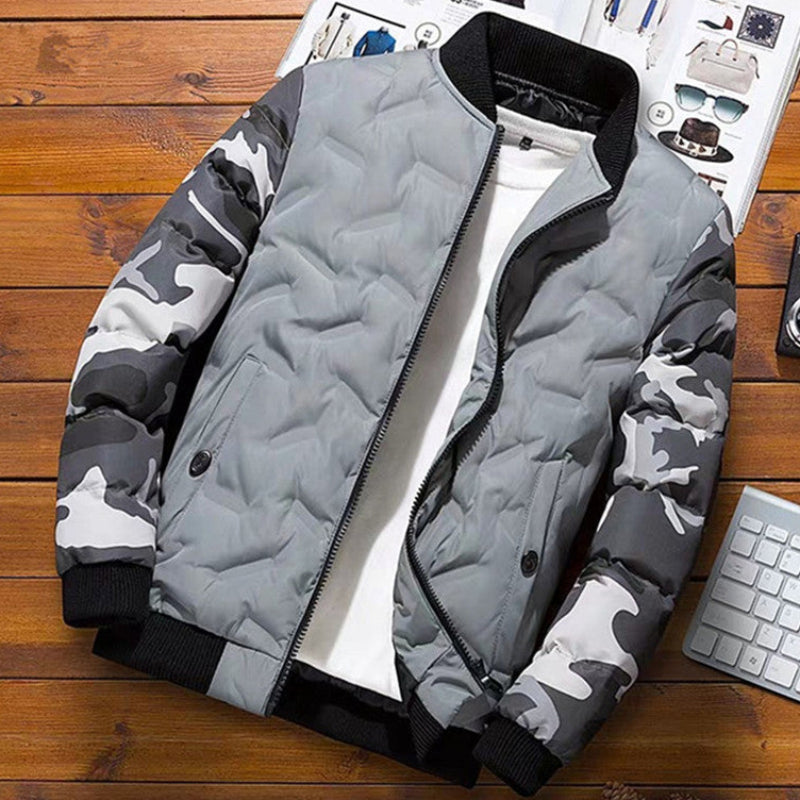 Men's Quilted Camouflage Bomber Jacket
