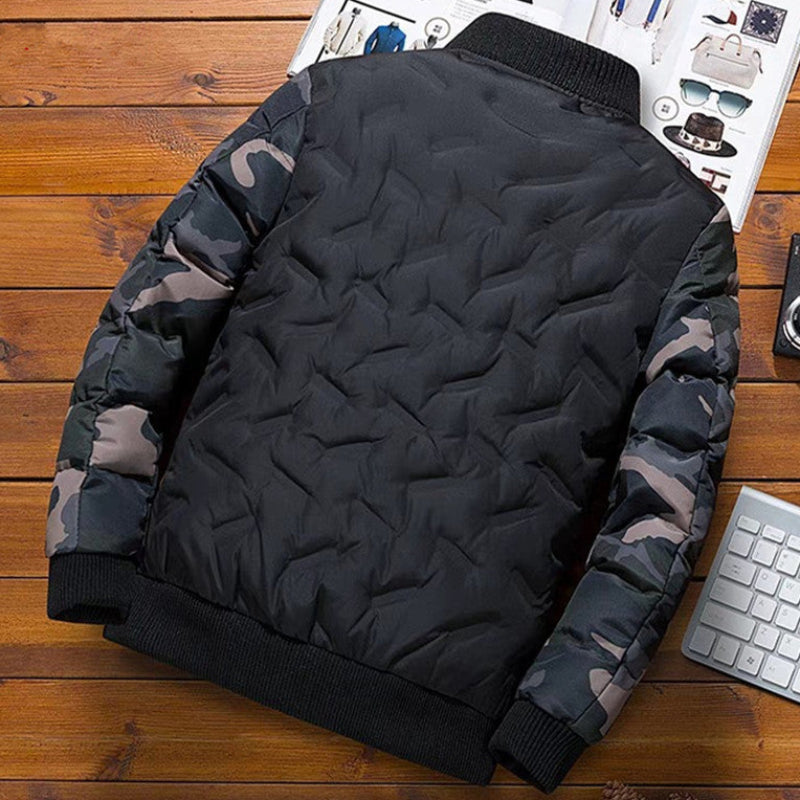 Men's Quilted Camouflage Bomber Jacket