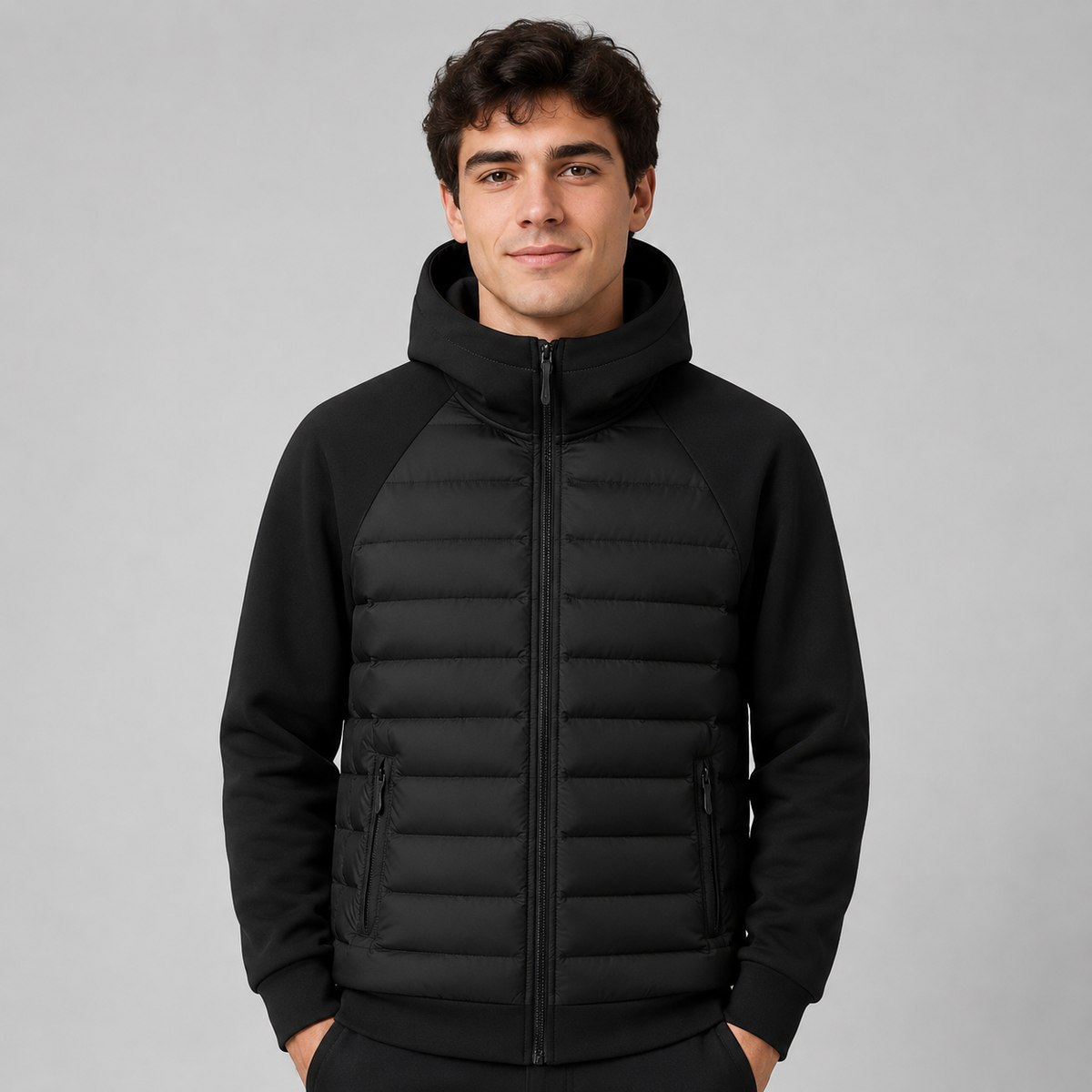 Men's Quilted Hooded Jacket