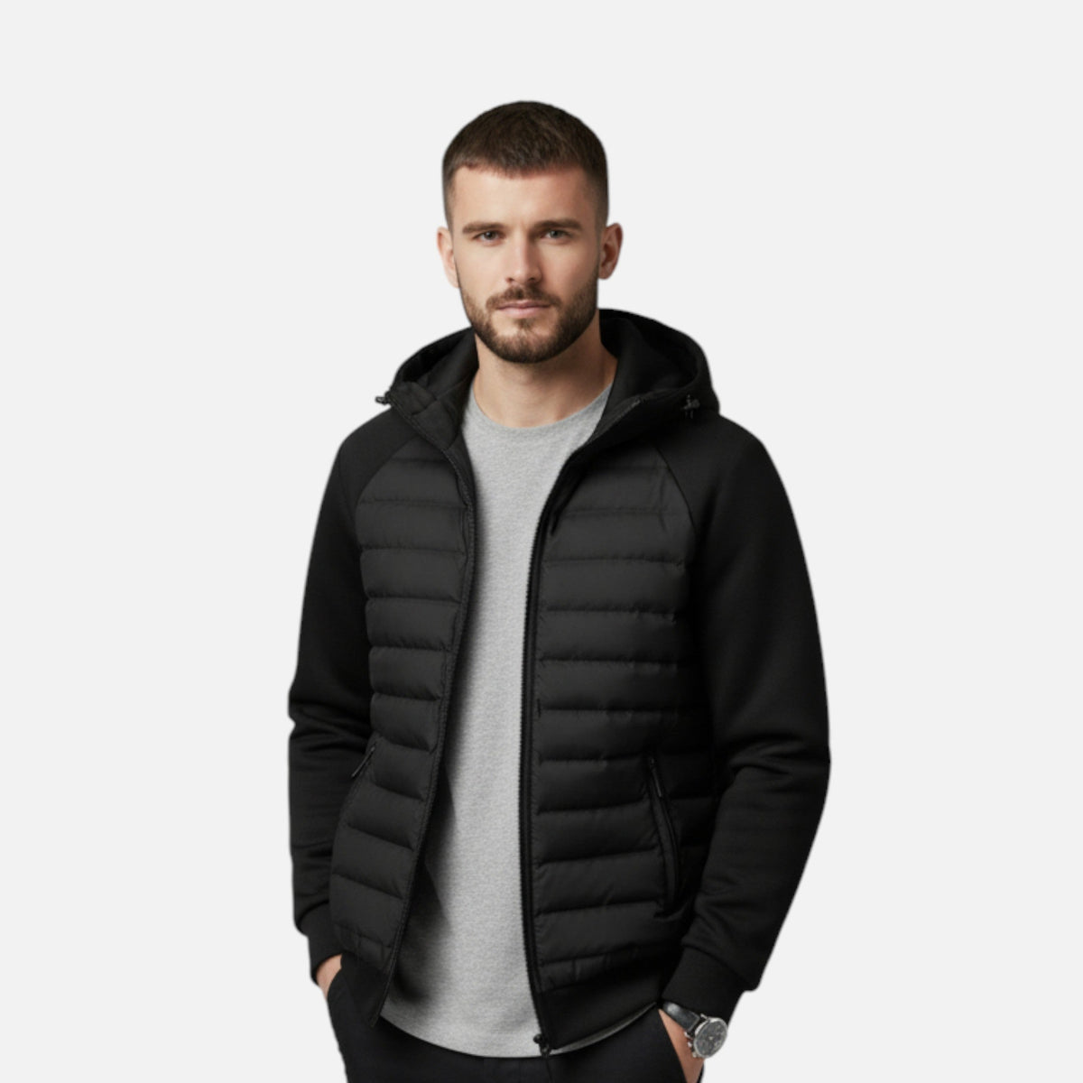 Men's Quilted Hooded Jacket