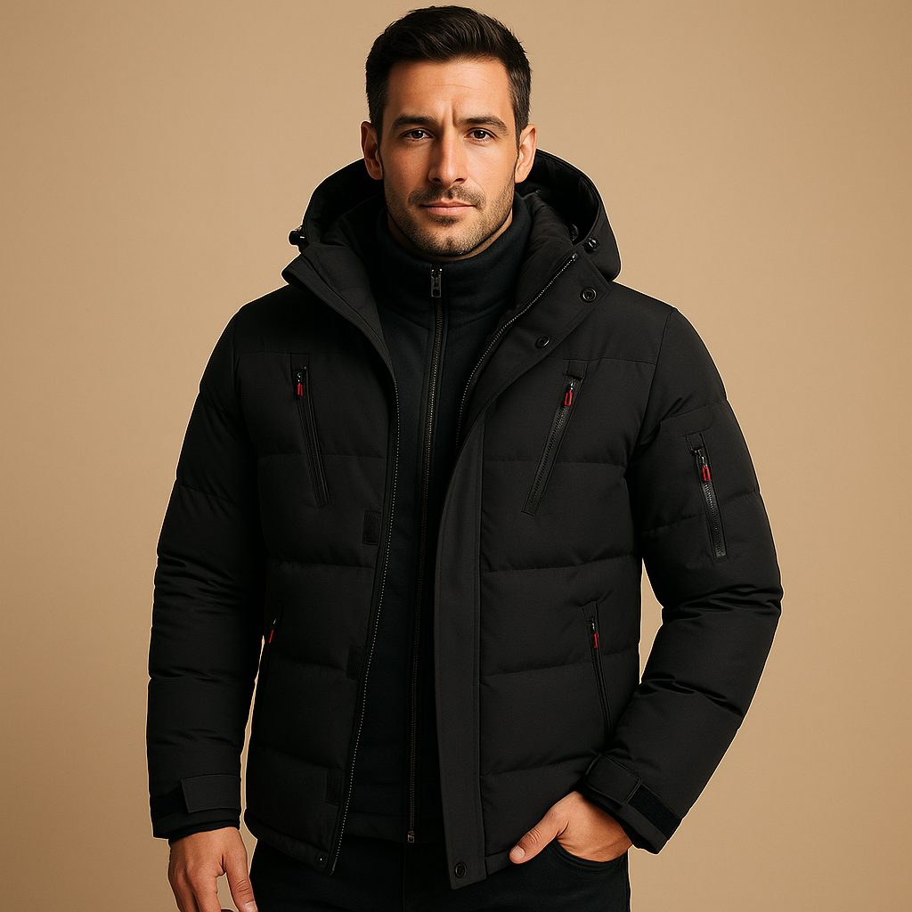 Men's Quilted Hooded Parka Jacket