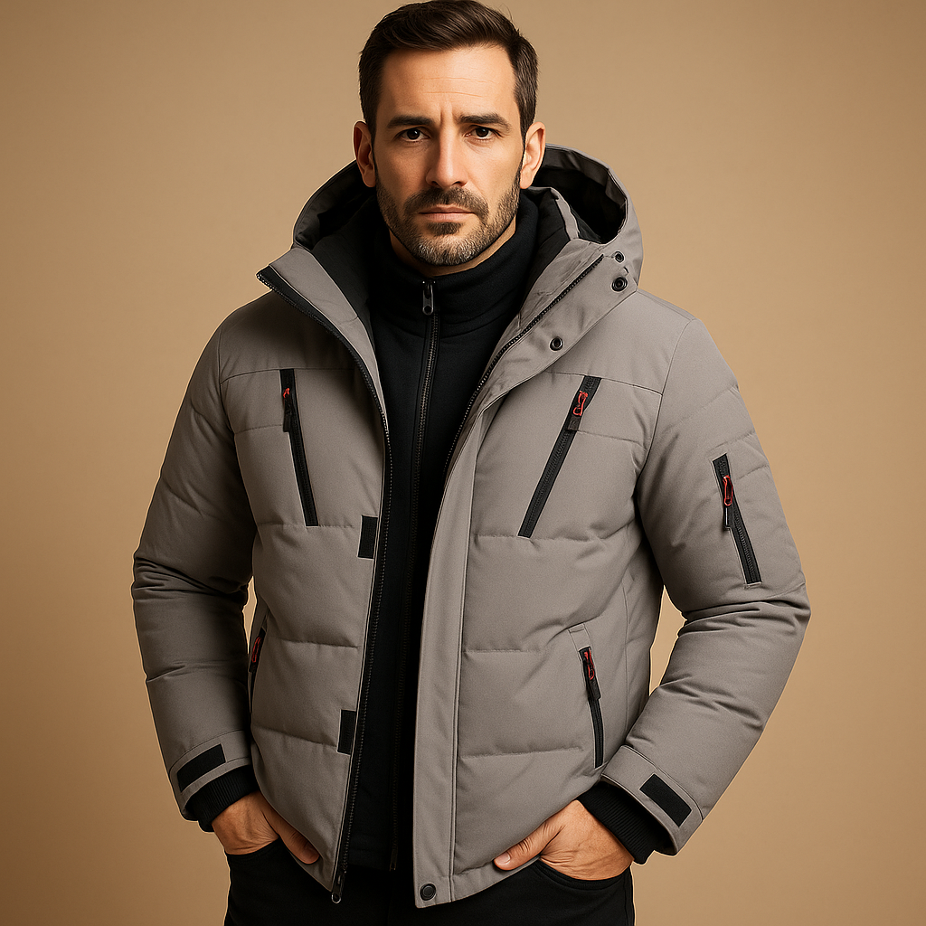 Men's Quilted Hooded Parka Jacket