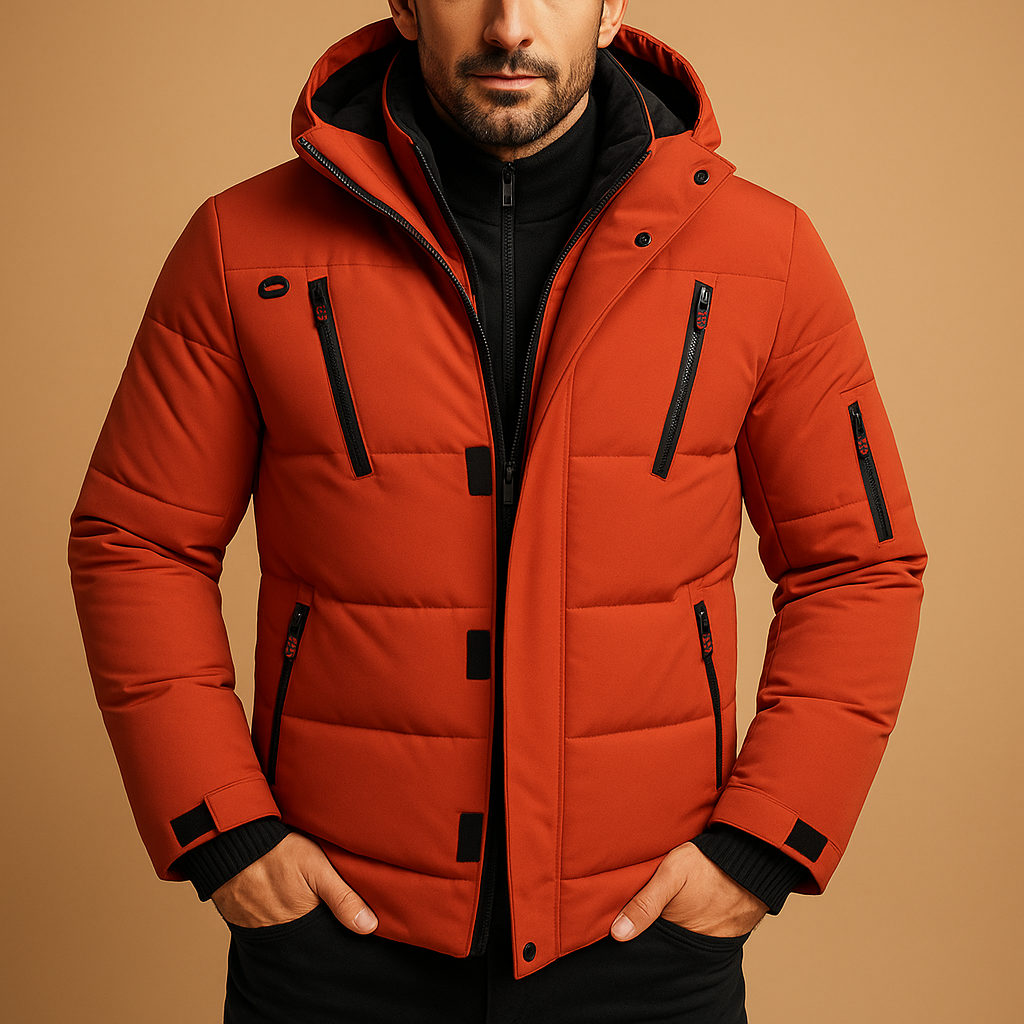 Men's Quilted Hooded Parka Jacket