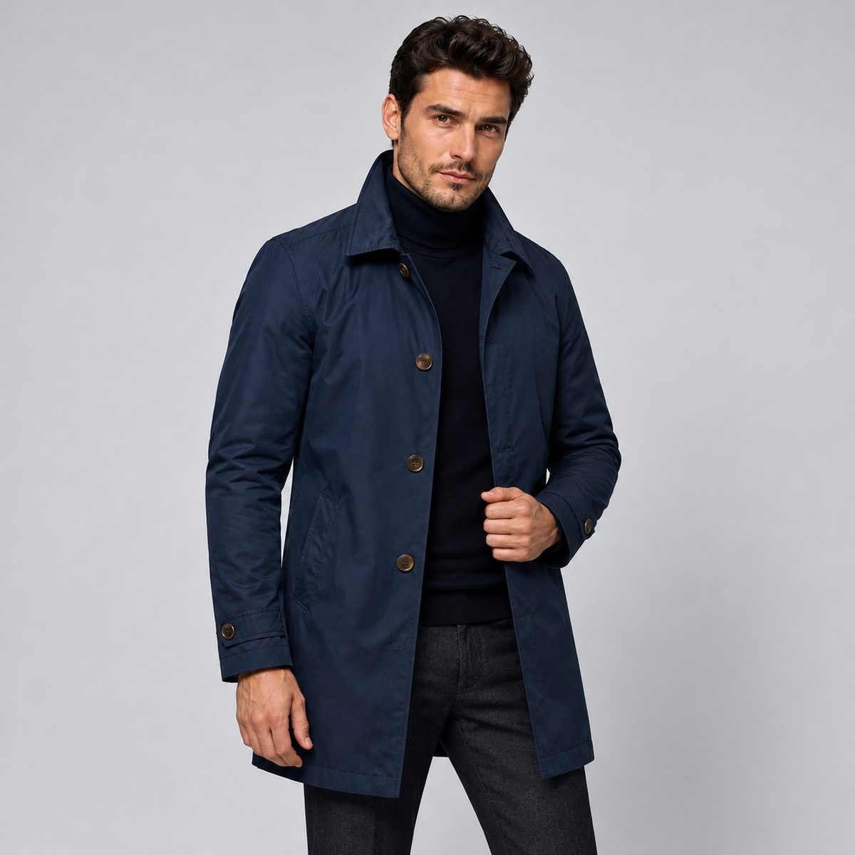 Men's Quilted Lined Button-Up Coat