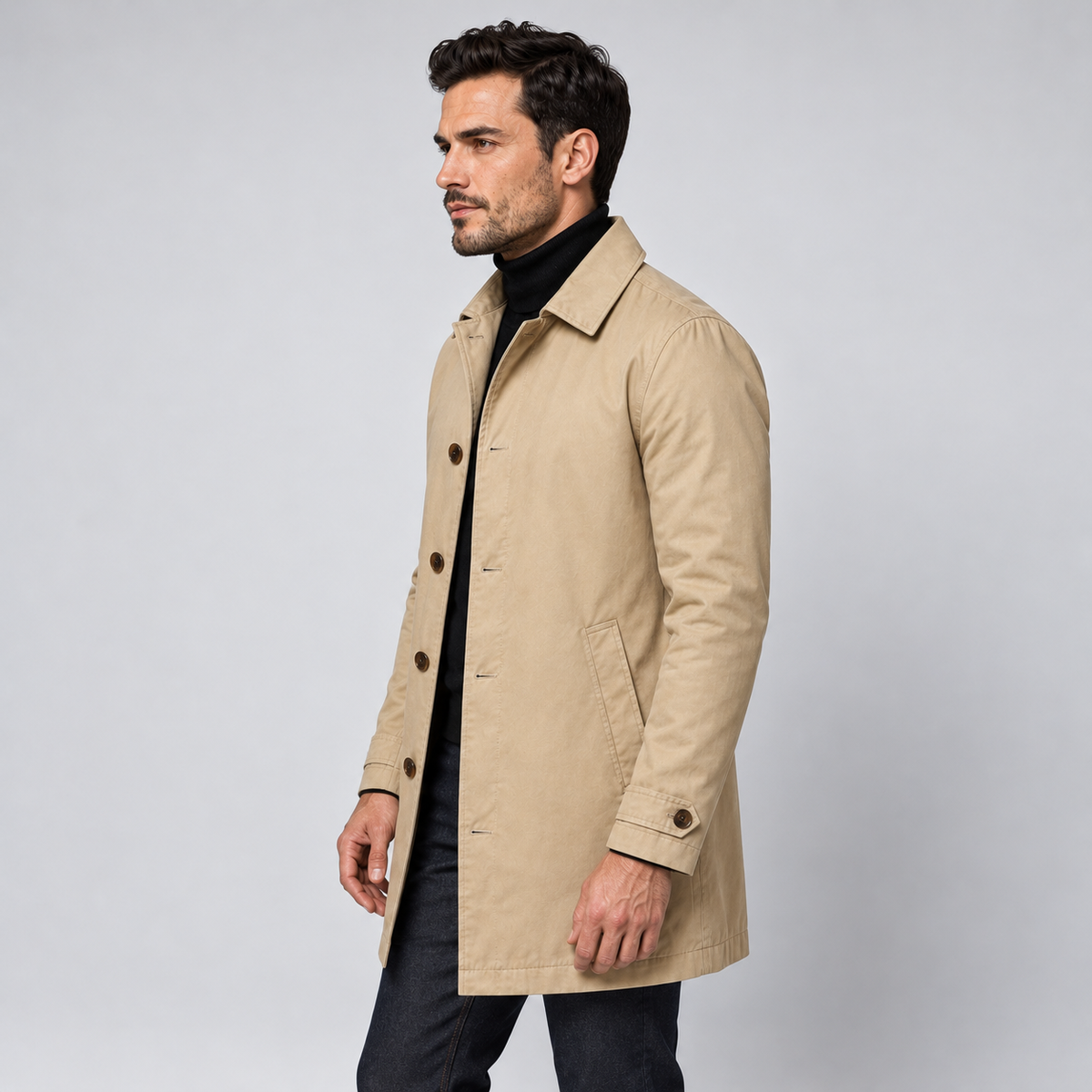 Men's Quilted Lined Button-Up Coat