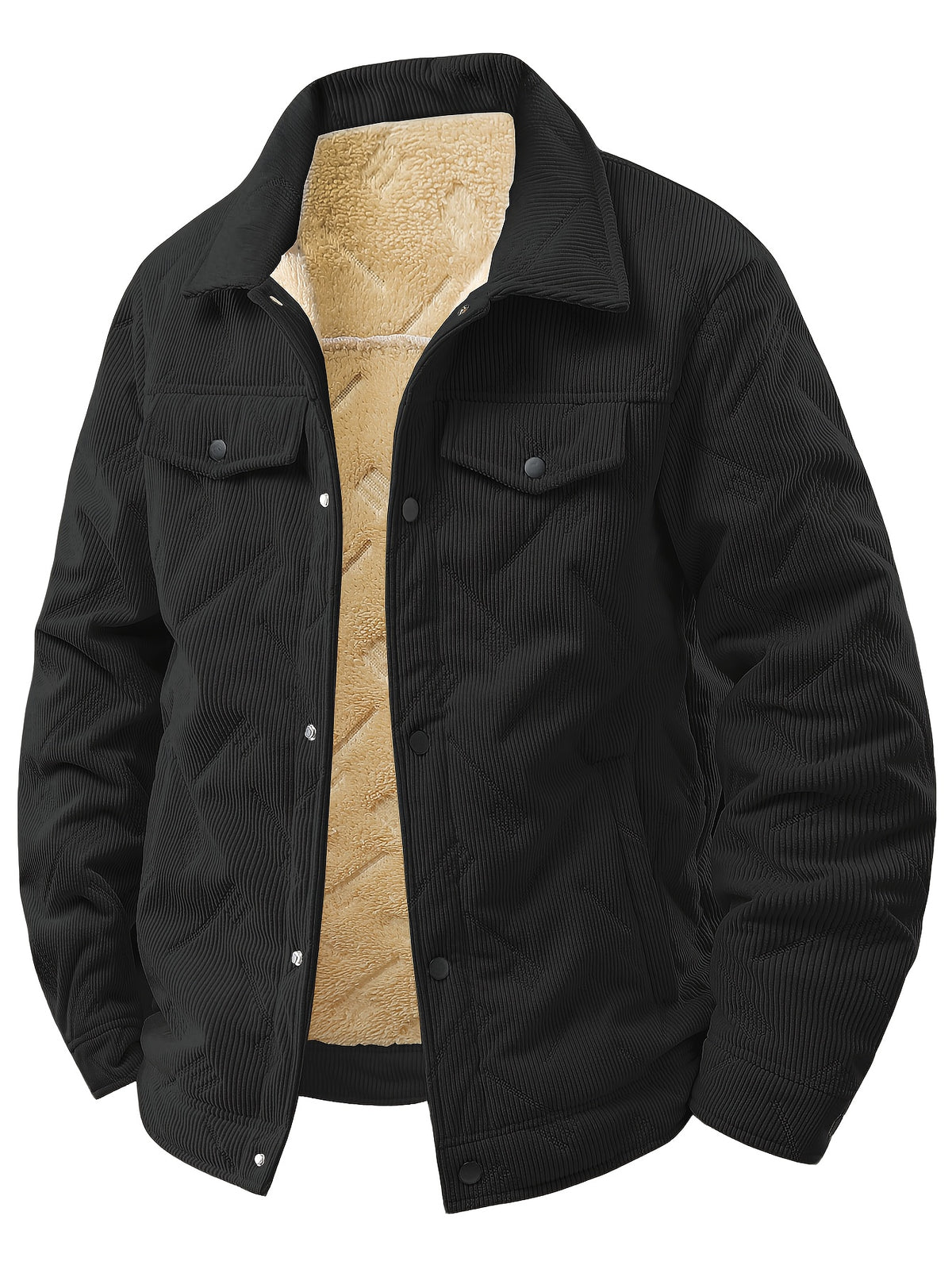 Men's Quilted Snap-Button Collared Jacket