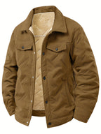Men's Quilted Snap-Button Collared Jacket
