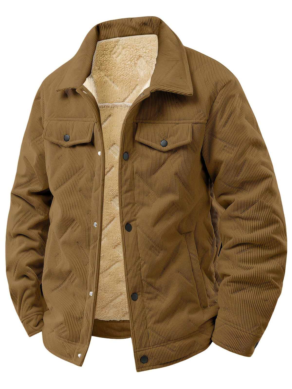 Men's Quilted Snap-Button Collared Jacket