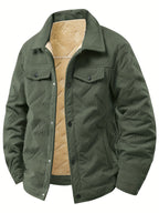 Men's Quilted Snap-Button Collared Jacket