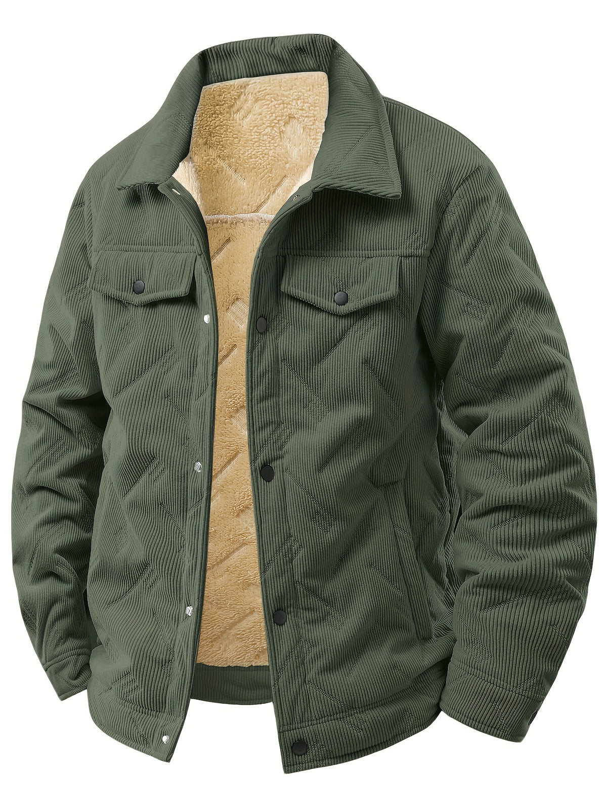 Men's Quilted Snap-Button Collared Jacket