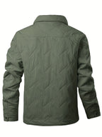 Men's Quilted Snap-Button Collared Jacket