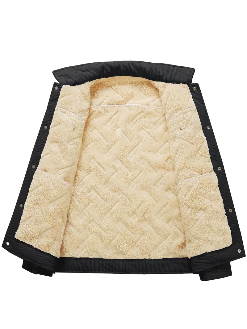 Men's Quilted Snap-Button Collared Jacket
