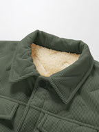 Men's Quilted Snap-Button Collared Jacket