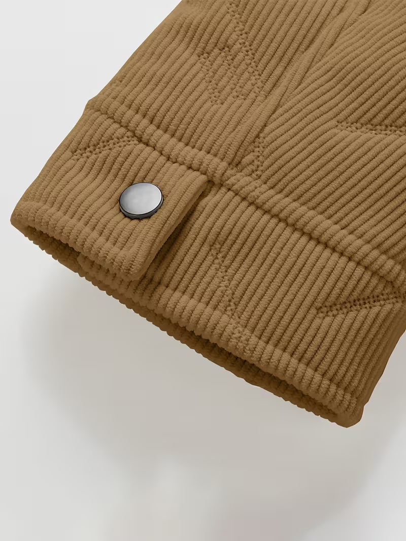 Men's Quilted Snap-Button Collared Jacket